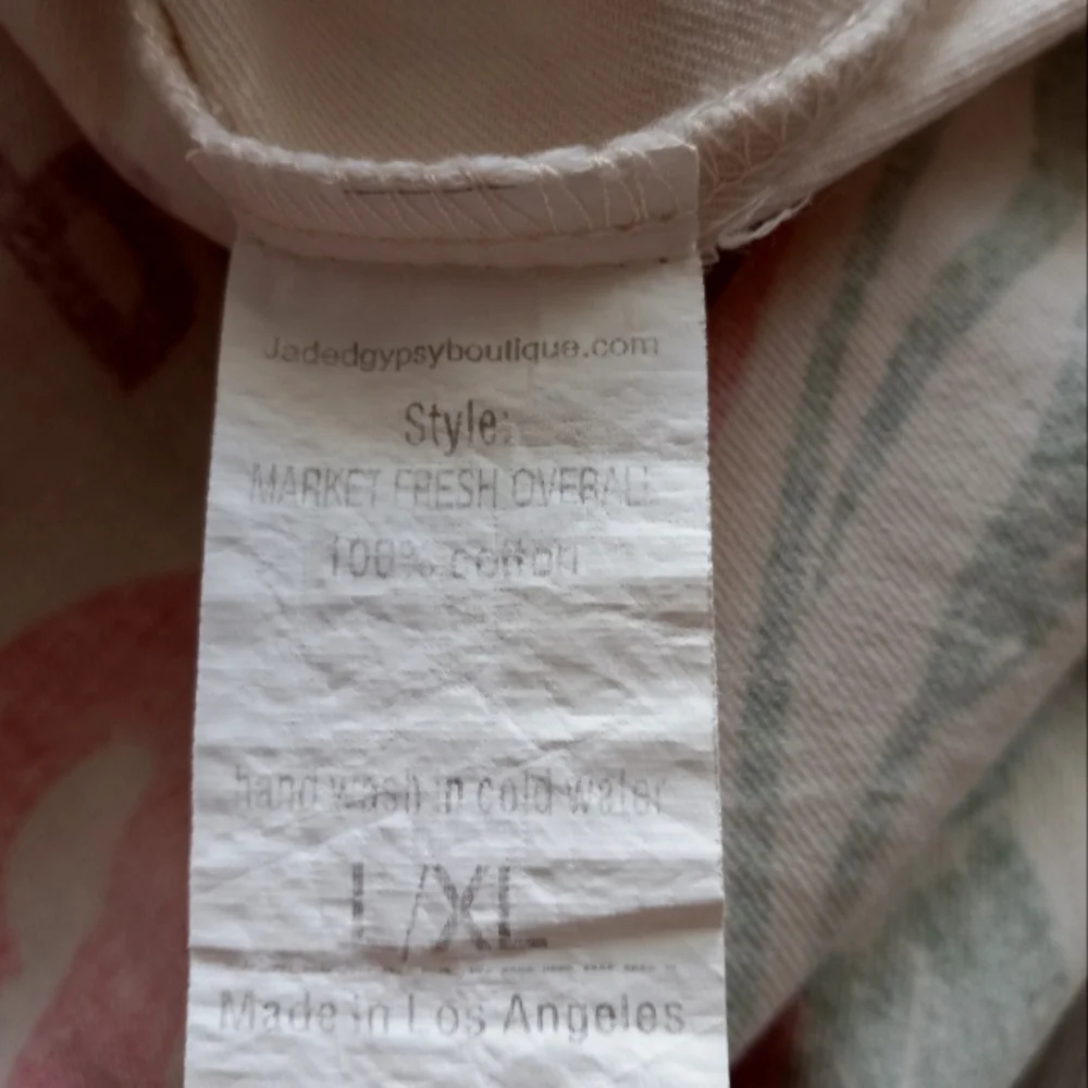 Jaded Gypsy Roses Flour Sack Market Fresh Overalls Cotton L/XL - Picture 7 of 16